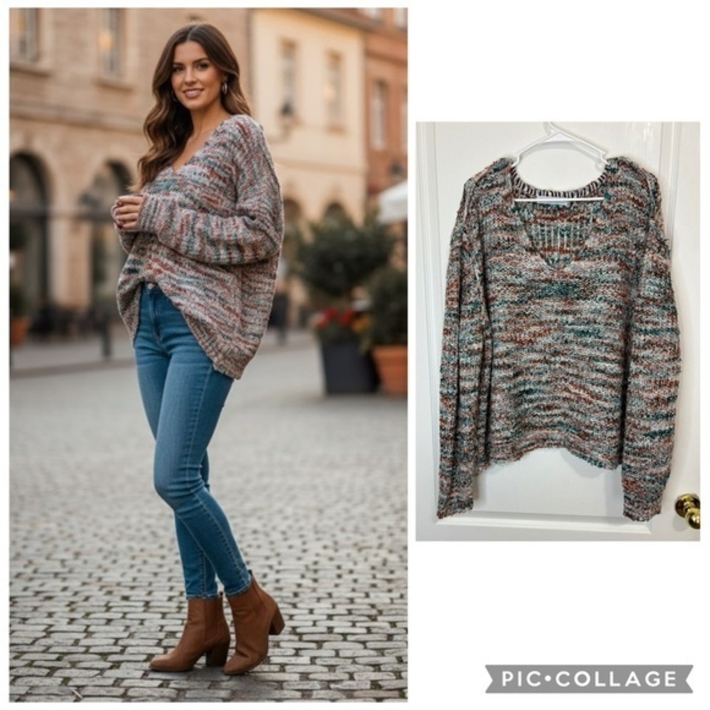 Adyson Parker oversized Multicolor V-Neck Sweater size L